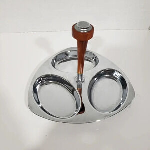 Vintage Glo Hill Canada Gourmates 3 Section Serving Tray With  Bakelite Handle.